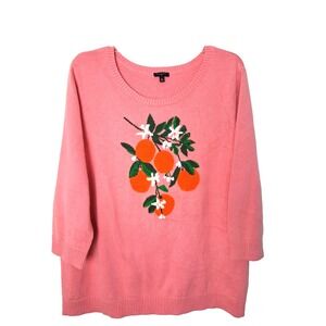 Talbolts Plus Bold Oranges Crewneck‎ Pullover Sweater Size 2X Cotton Blend